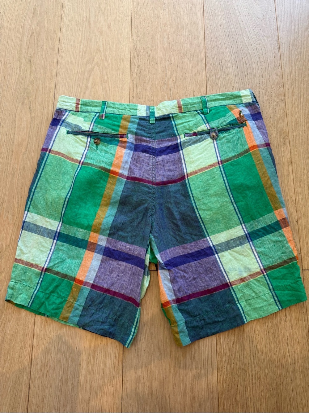 Polo Ralph Lauren 100% Linen Plaid Shorts Men’s 36 Classic Fit Rare Quiet Luxury - Picture 4 of 7